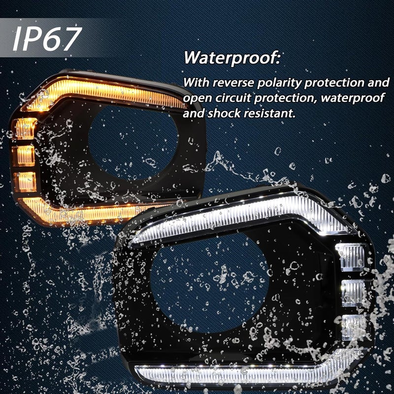 GEEGEETOP Switchback White/Amber LED Front fog light Daytime Running Lamp Amber Sequential Turn Signal light Feature Compatible with Toyota Tacoma 2016-2023 Replacement Bumper Kit - Image 5